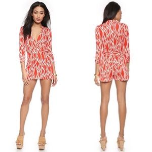 Diane Von Furstenberg Celeste Romper Red/White 8